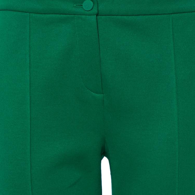 Pre Owned Gucci Green Jersey Logo Strip Detail Paneled Stirrup Leggings XL