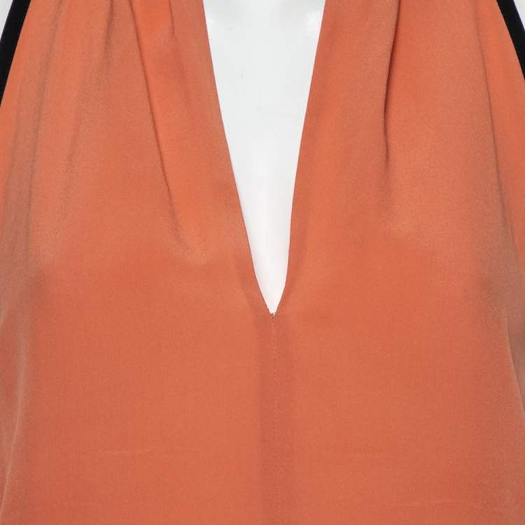 Pre Owned Gucci Pale Pink Silk Contrast Trim Detail Sleeveless Top S