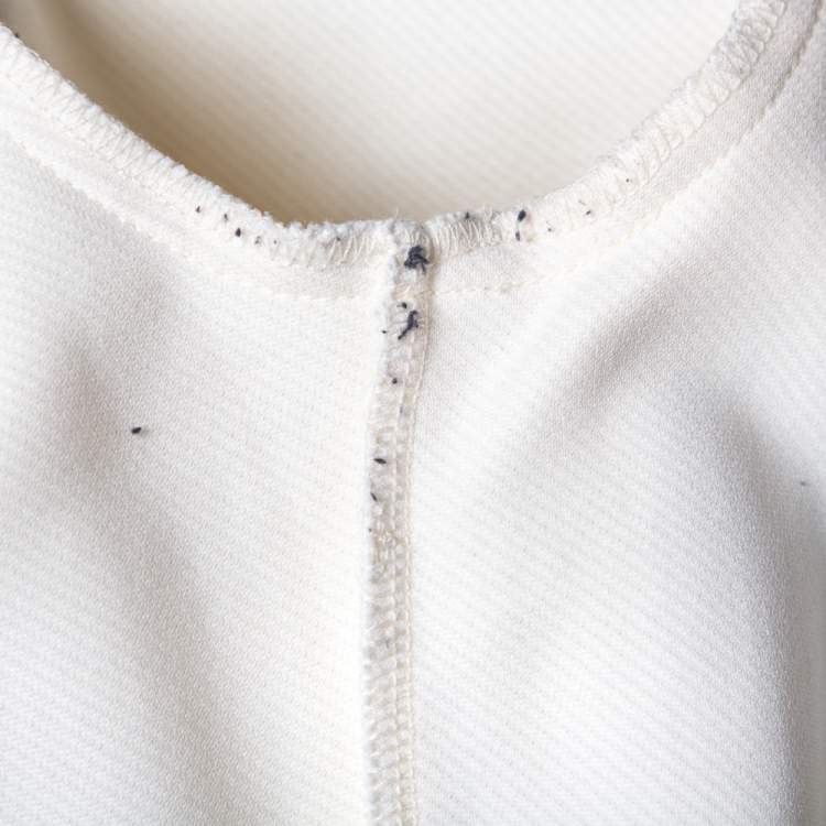 Pre Owned Gucci Off White Knit Striped Trim Detail Zip Front Jacket L