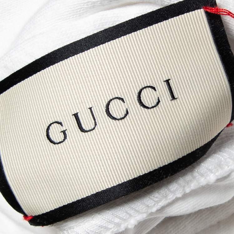 Pre Owned Gucci White Cotton & Silk Tennis Racket Embroidered Button Front Reversible Jacket S