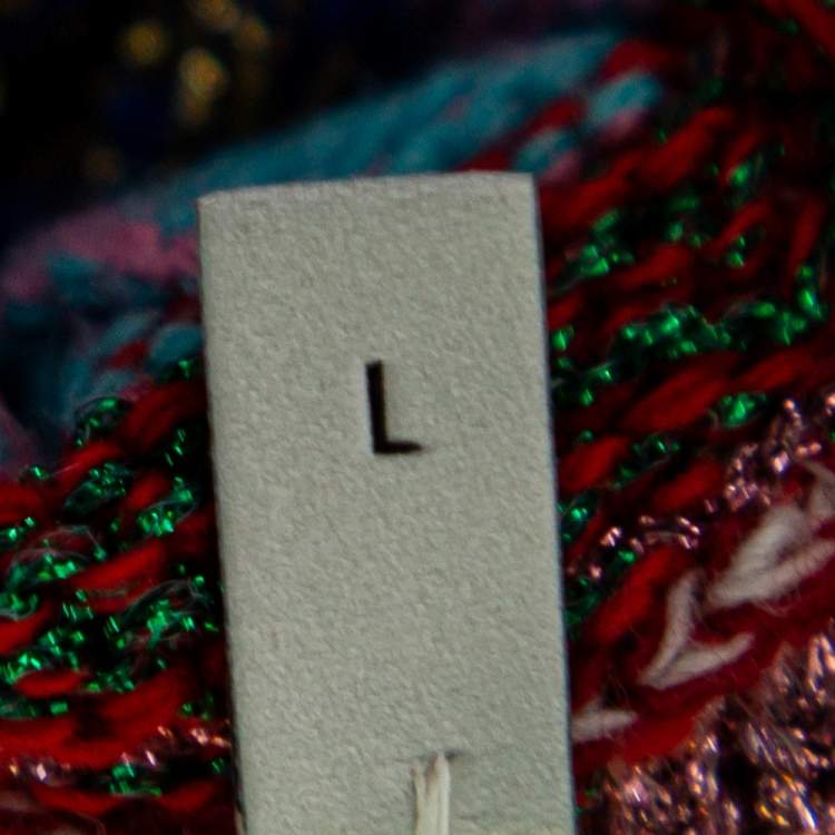 Pre Owned Gucci Multicolor Lurex Knit & Silk Reversible Button Front Cardigan L