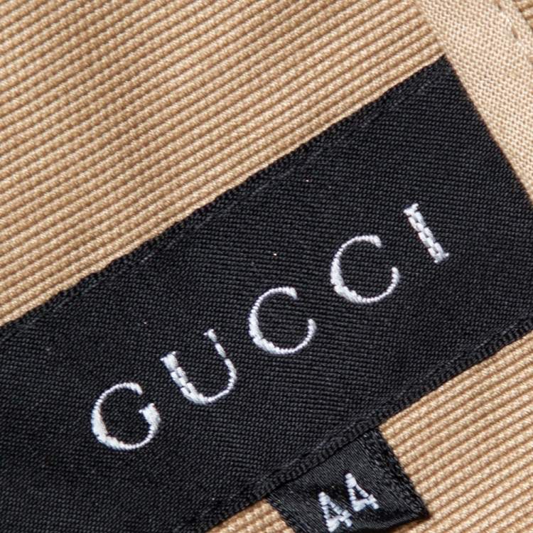 Pre Owned Gucci Camel Brown Cotton Canvas Stand Collar Jacket M