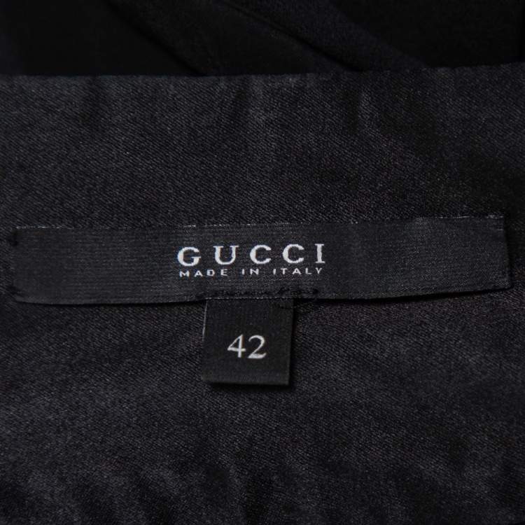 Pre Owned Gucci Black Silk Contrast Trim Detail Halter Neck Shift Dress M
