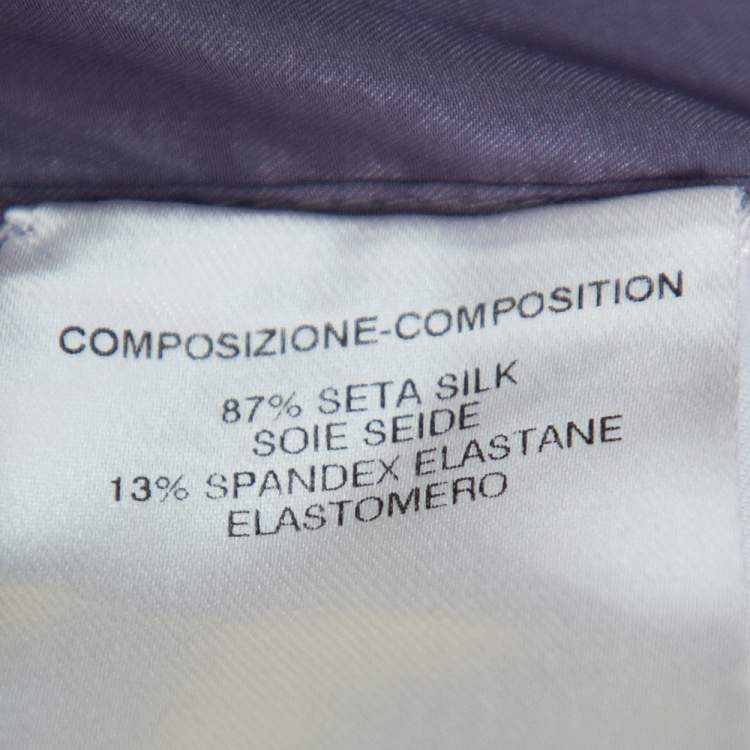 Pre Owned Gucci Grey Silk Neck Bow Tie Detail Button Front Shirt M