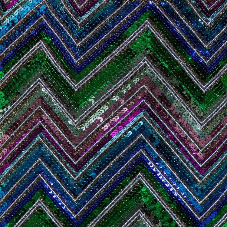 Pre Owned Gucci Multicolor Lurex Knit Chevron Pattern Sequin Embellished Skirt L