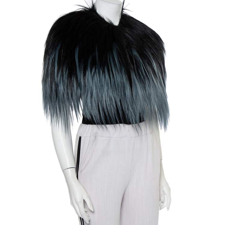 Pre Owned Gucci Black & Blue Fur Bolero (One Size)