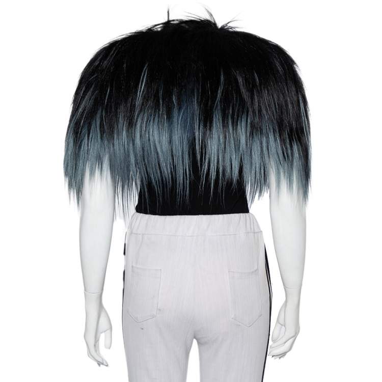 Pre Owned Gucci Black & Blue Fur Bolero (One Size)