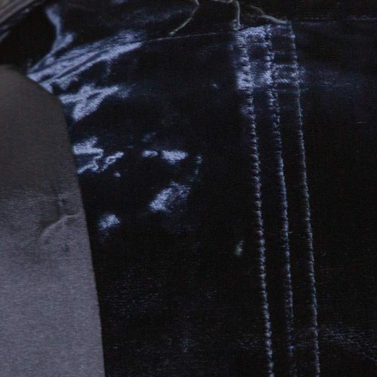 Pre Owned Gucci Navy Blue Velvet Satin trim Button Front Blazer S