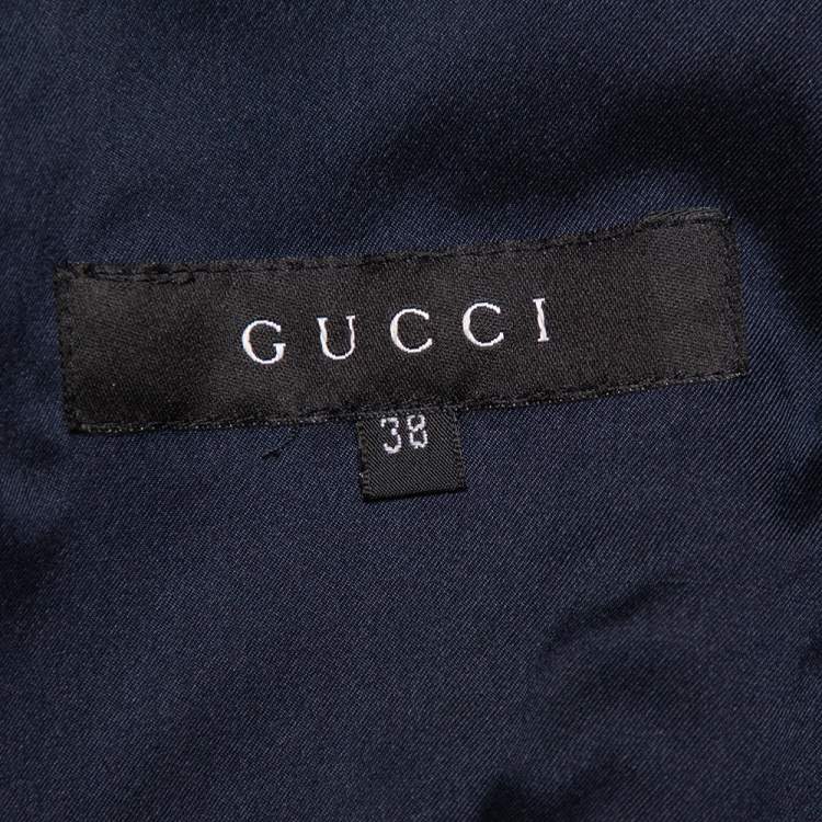 Pre Owned Gucci Navy Blue Velvet Satin trim Button Front Blazer S