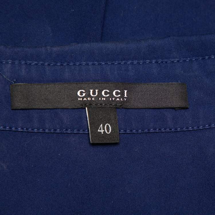 Pre Owned Gucci Navy Blue Cotton Paneled Button Front Shirt S
