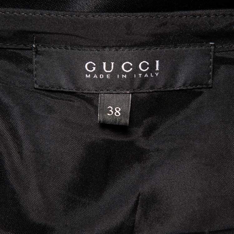 Pre Owned Gucci Black Wool Pleated Detail Belted Skirt S