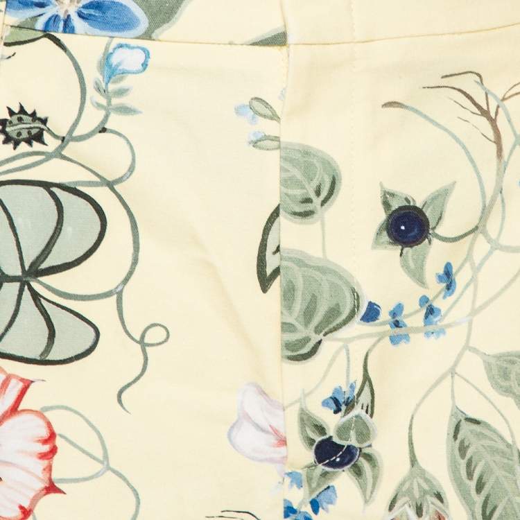 Pre Owned Gucci Yellow Floral Printed Cotton Shorts S
