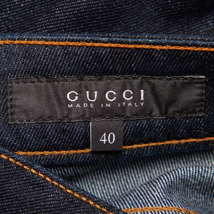 Pre Owned Gucci Navy Blue Denim Straight Leg Jeans S