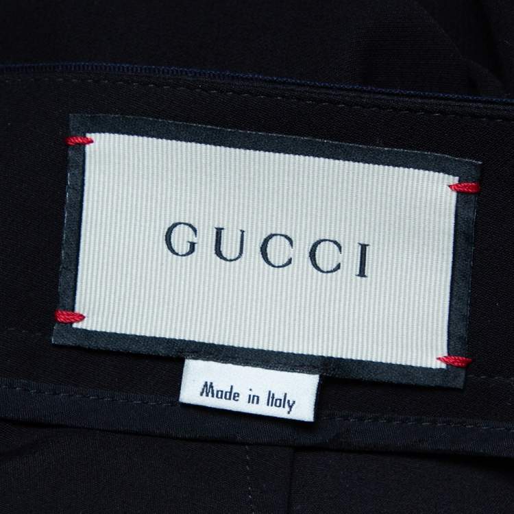 Pre Owned Gucci Black Knit Contrast Trim Waist Bow Detail Leggings S