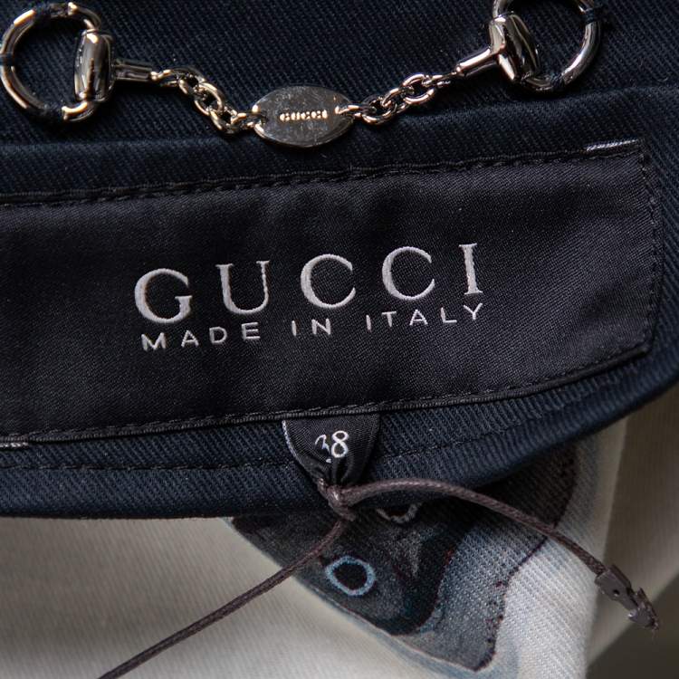 مملوكة مسبقًا Gucci Black Cotton Canvas Zip Front Hooded Jacket S