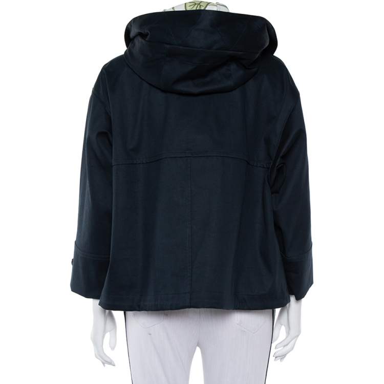 مملوكة مسبقًا Gucci Black Cotton Canvas Zip Front Hooded Jacket S