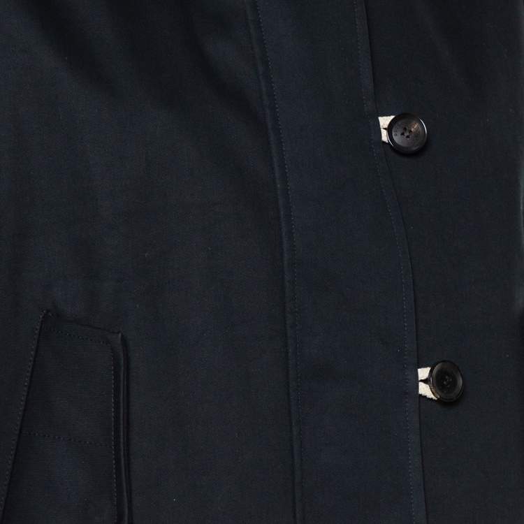 مملوكة مسبقًا Gucci Black Cotton Canvas Zip Front Hooded Jacket S