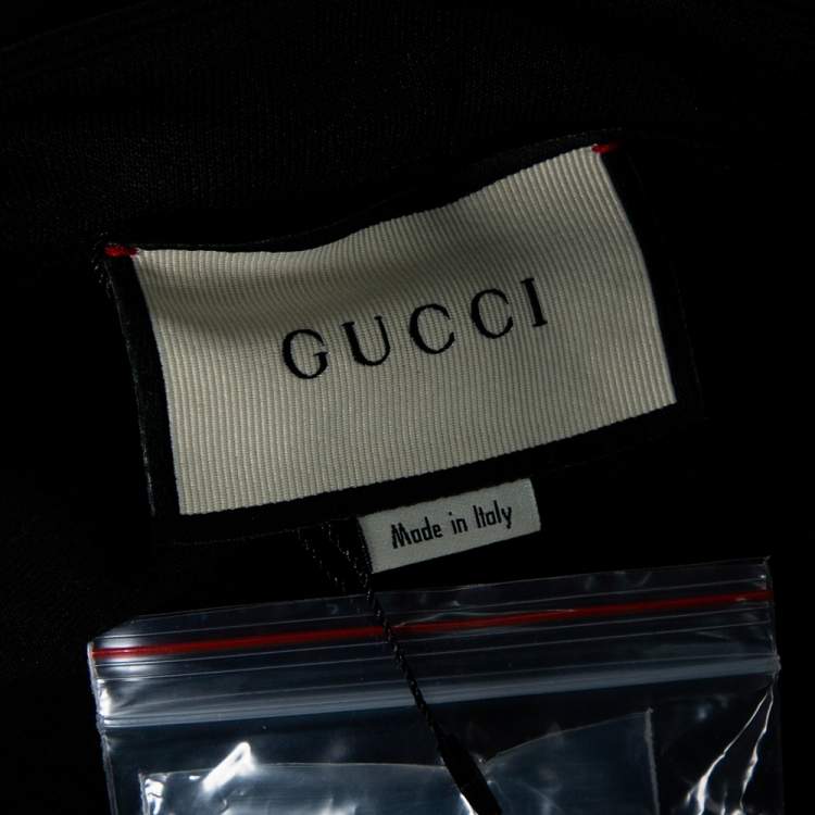 Pre Owned Gucci Black Jersey Logo Band Detail Technical Leggings M