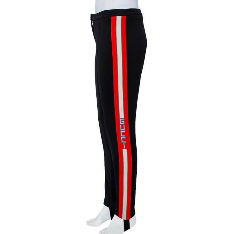 Pre Owned Gucci Black Jersey Logo Band Detail Technical Leggings M