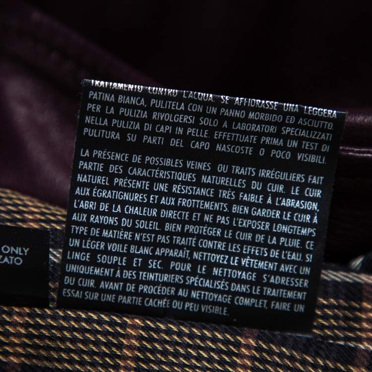 Pre Owned Gucci Burgundy Leather Double Breasted Belted Coat S