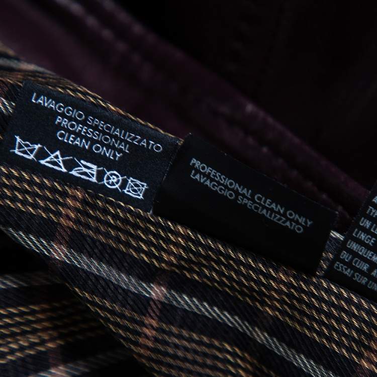 Pre Owned Gucci Burgundy Leather Double Breasted Belted Coat S