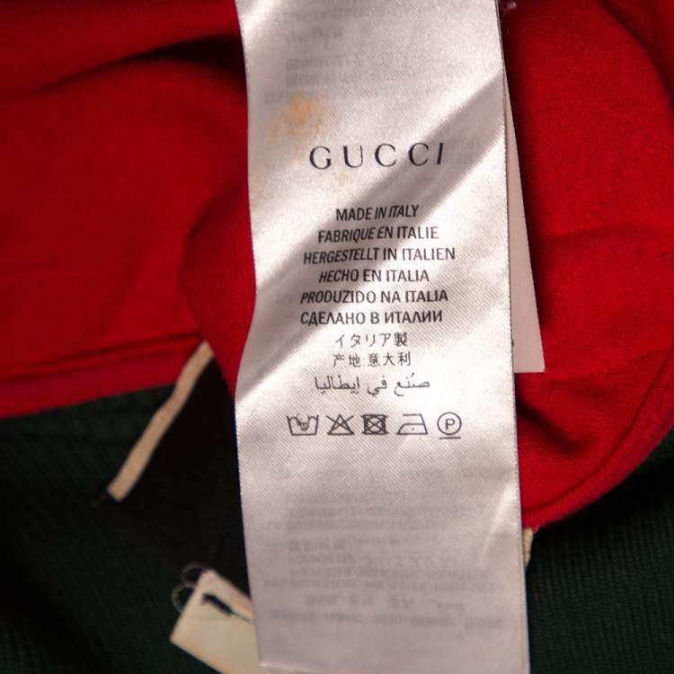 Pre Owned Gucci Red Jersey Floral Embroidered Technical Jacket S