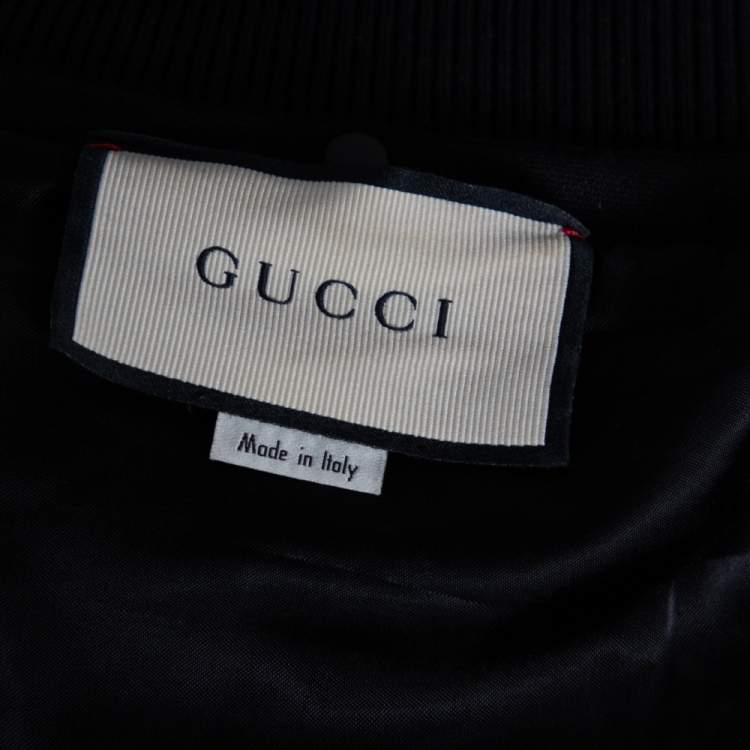 Pre Owned Gucci Black Jersey Web Stripe Detail Technical Bomber Jacket S