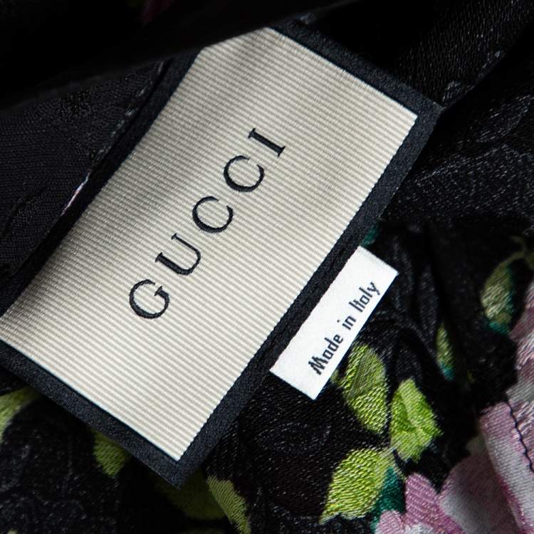 مملوكة مسبقًا Gucci Black Climbing Roses Print Jacquard Silk Kimono L 