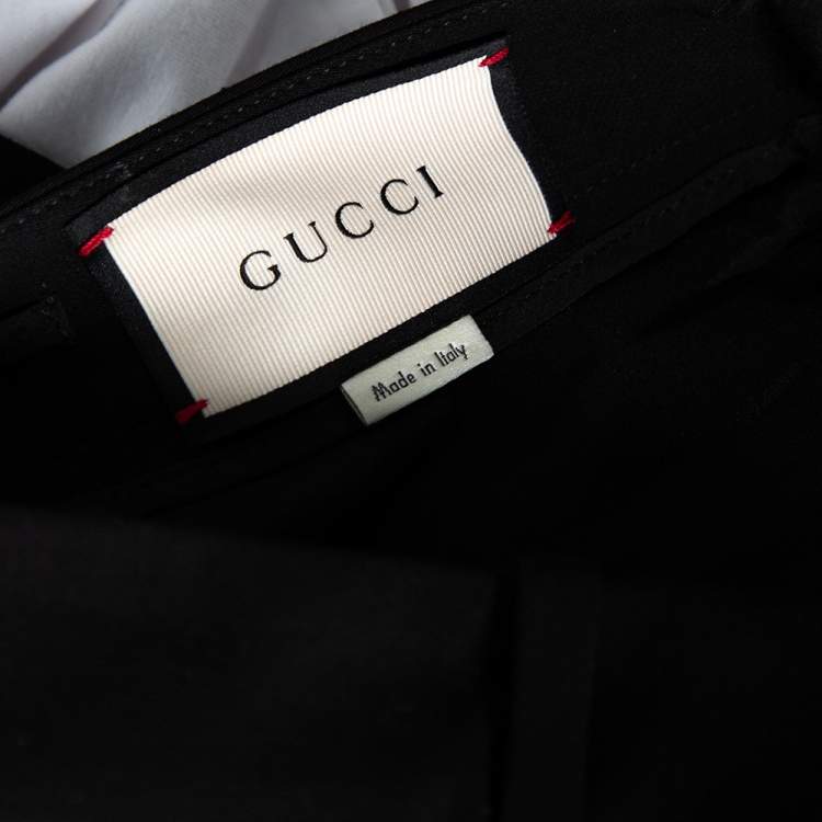 Pre Owned Gucci Black Stretch Cotton Lace Trimmed Skinny Pants S