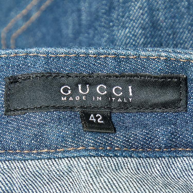 Pre Owned Gucci Blue Denim Straight Fit Jeans M