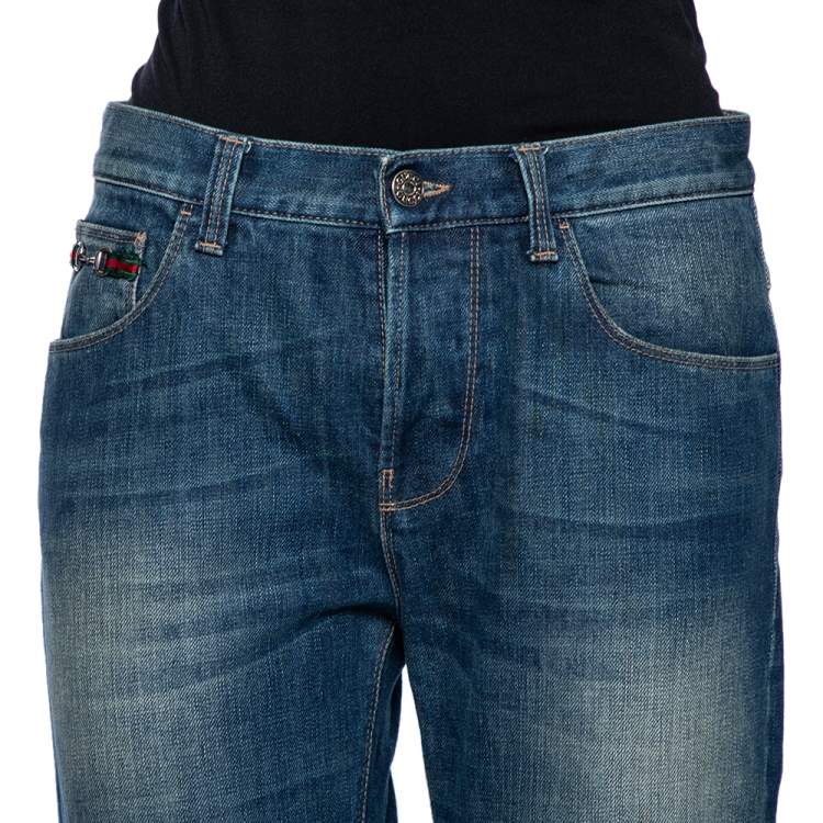 Pre Owned Gucci Blue Denim Faded Effect Regular Fit Jeans M