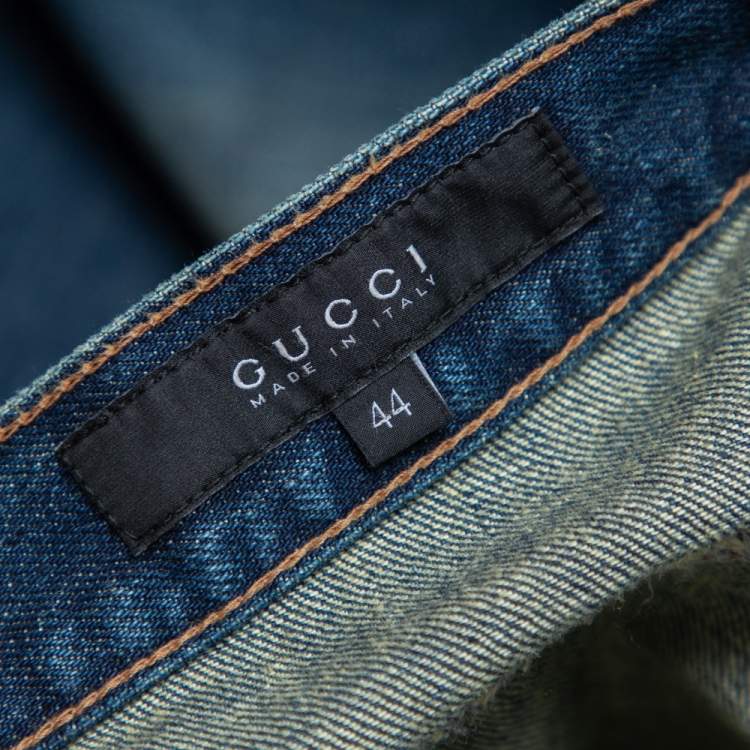 Pre Owned Gucci Blue Denim Faded Effect Regular Fit Jeans M