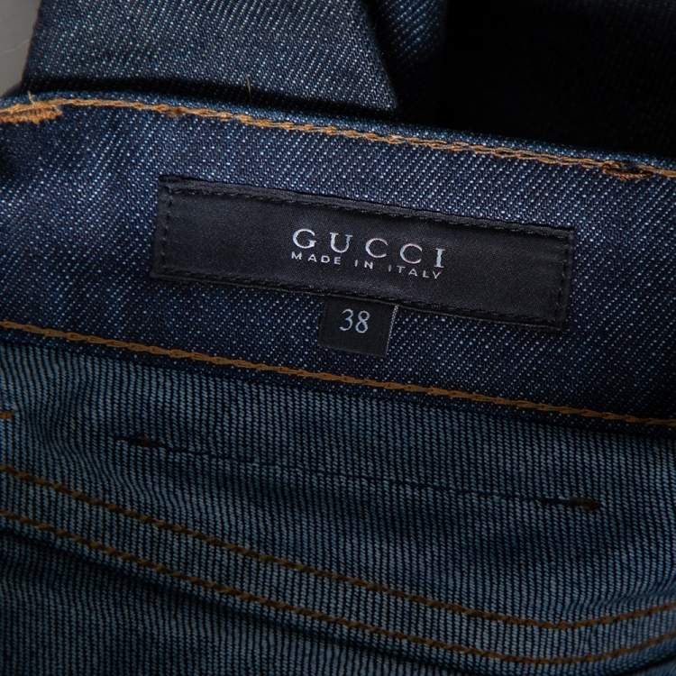 Pre Owned Gucci Blue Faded Effect Denim Legging Jeans S