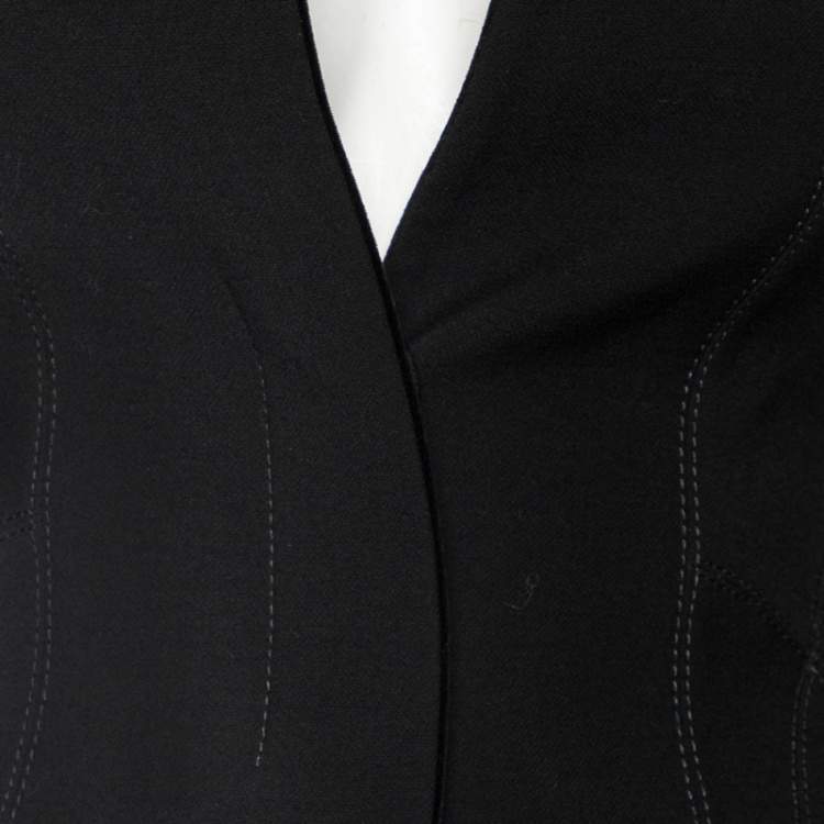 Pre Owned Gucci Black Wool Outline Stitch Detailed Blazer XS