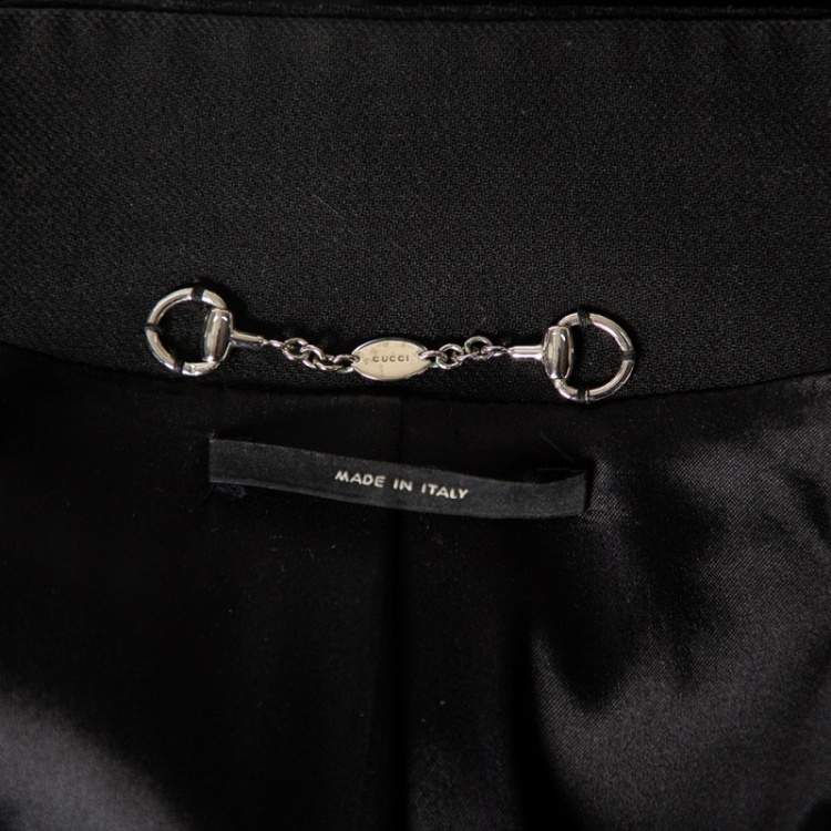 Pre Owned Gucci Black Wool Outline Stitch Detailed Blazer XS