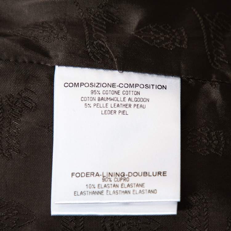 Pre Owned Gucci Black Cotton & Leather Applique Detailed Jacket S