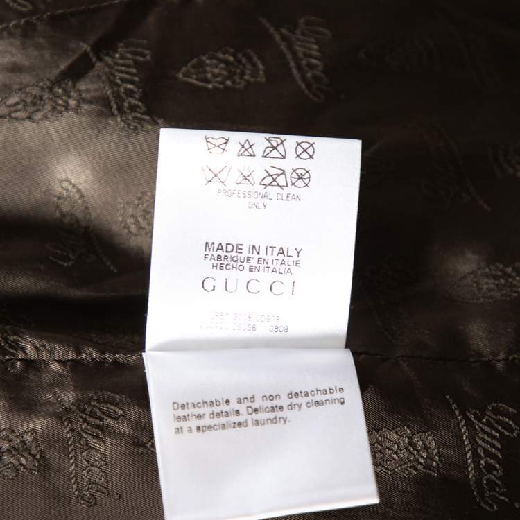 Pre Owned Gucci Black Cotton & Leather Applique Detailed Jacket S