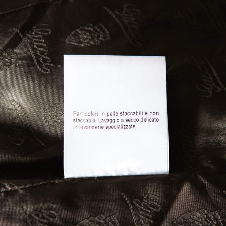 Pre Owned Gucci Black Cotton & Leather Applique Detailed Jacket S