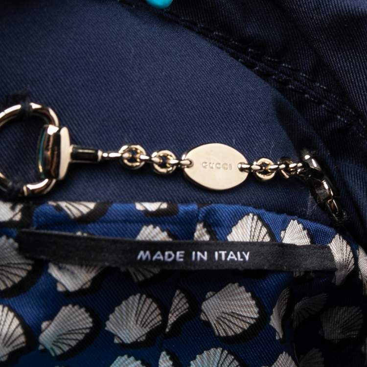 Pre Owned Gucci Navy Blue Cotton Toggle Button Jacket S