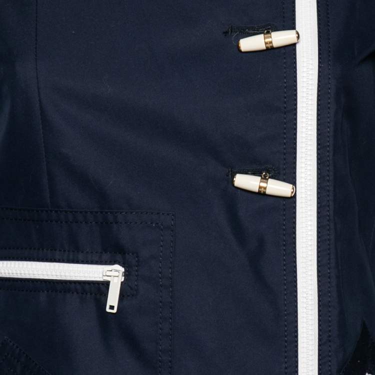 Pre Owned Gucci Navy Blue Cotton Toggle Button Jacket S