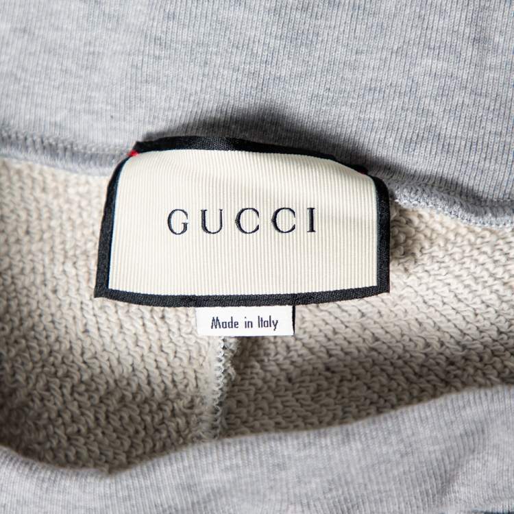 Gucci Grey Cotton Knit Stripe Trimmed Mystic Cat Appliqué Joggers XS