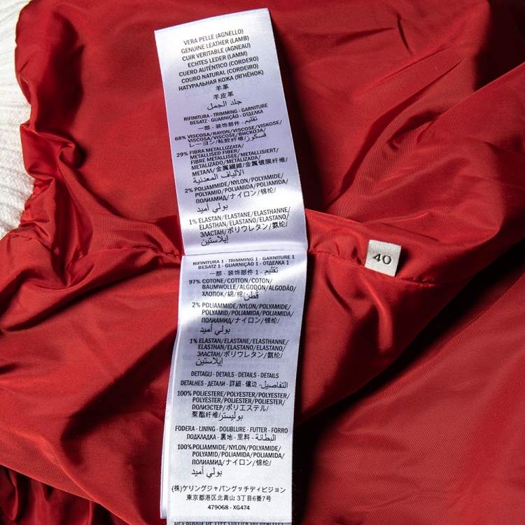 Pre Owned Gucci Black Leather Hollywood Embroidered Bomber Jacket S