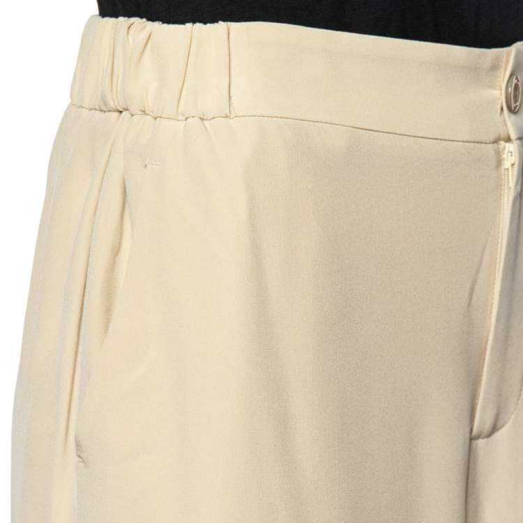 Pre Owned Gucci Cream Silk Web Stripe Detail Culottes M