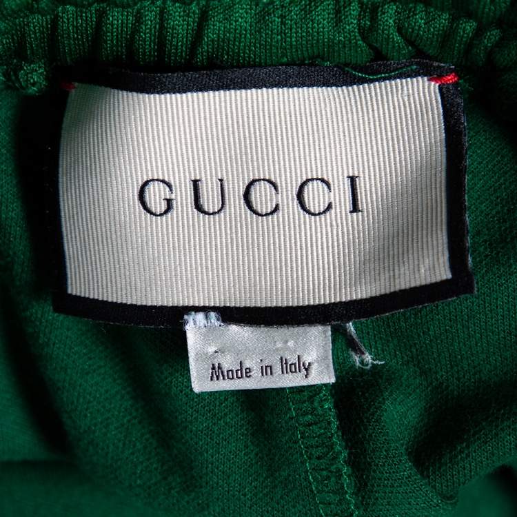 Pre Owned Gucci Green Jersey Side Stripe Detail Technical Joggers L