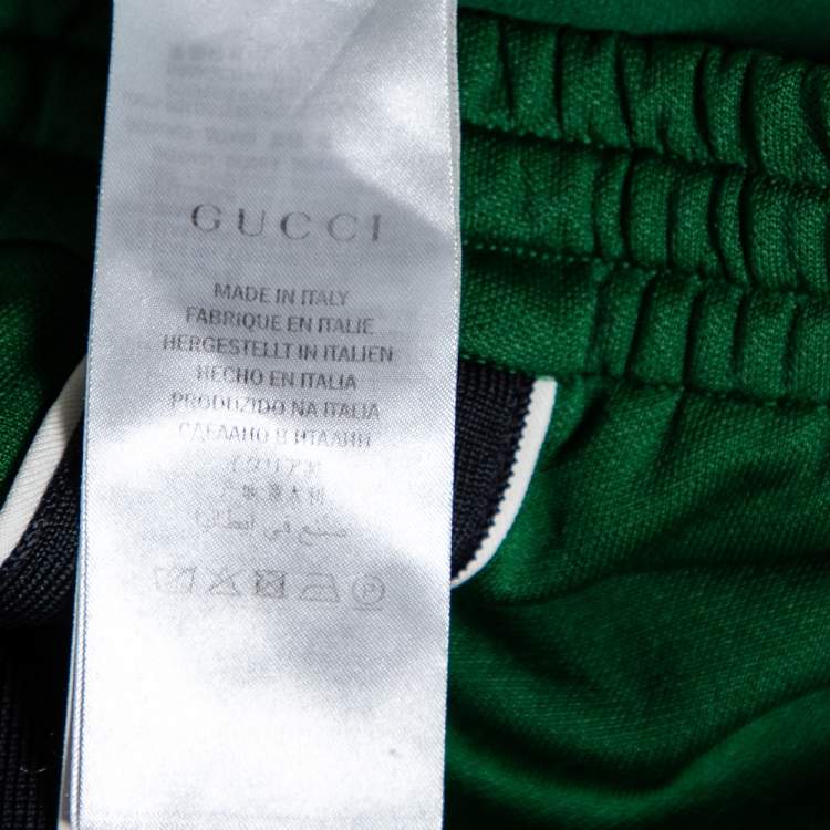 Pre Owned Gucci Green Jersey Side Stripe Detail Technical Joggers L