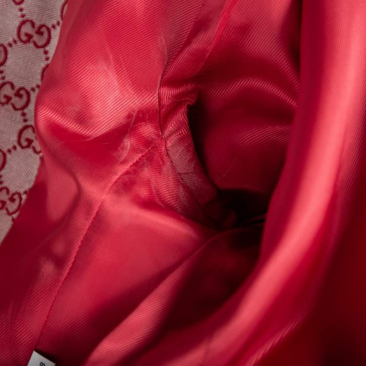 مملوكة مسبقًا Gucci Red Logo Jacquard-Leather Belted Trench Coat S