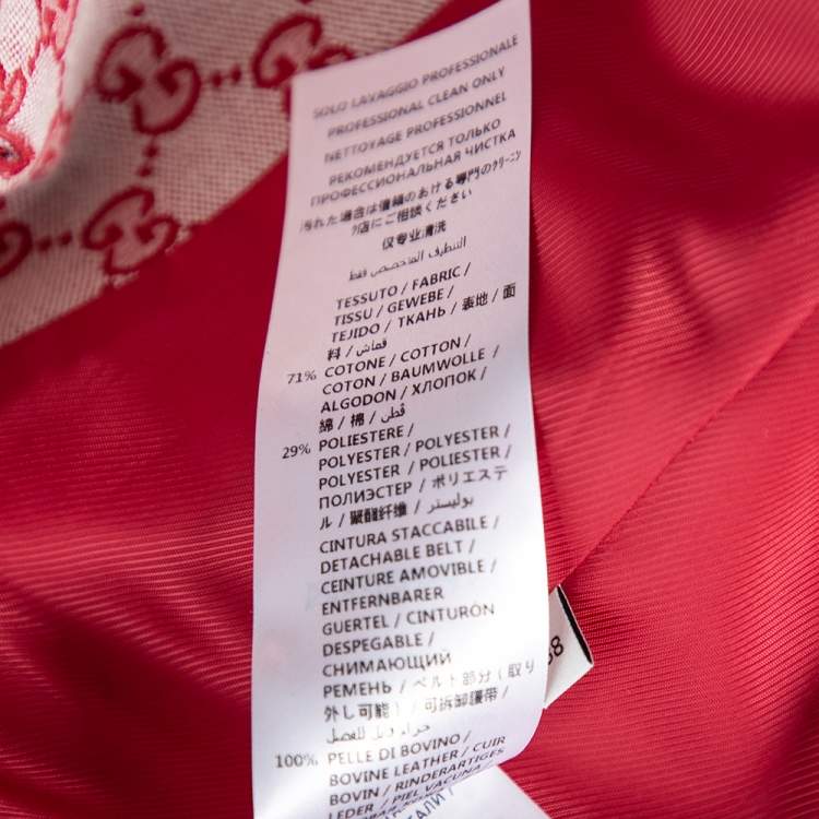 مملوكة مسبقًا Gucci Red Logo Jacquard-Leather Belted Trench Coat S