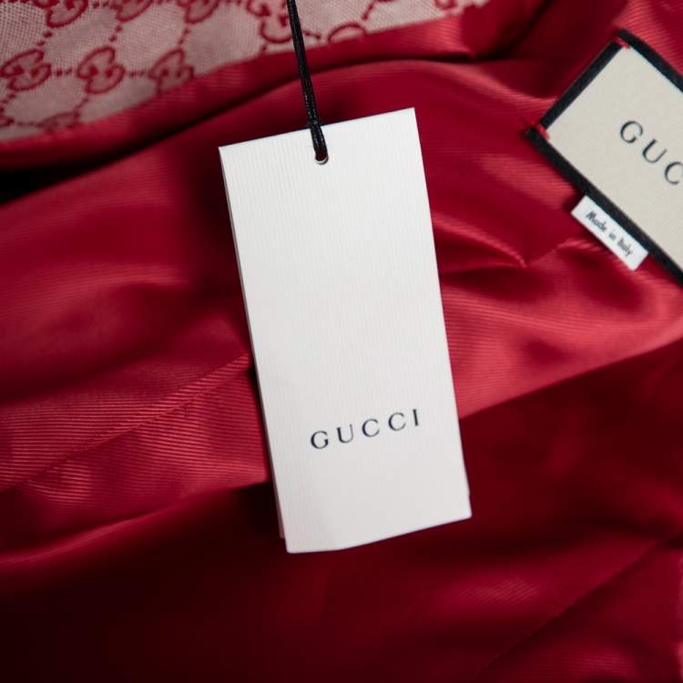 مملوكة مسبقًا Gucci Red Logo Jacquard-Leather Belted Trench Coat S