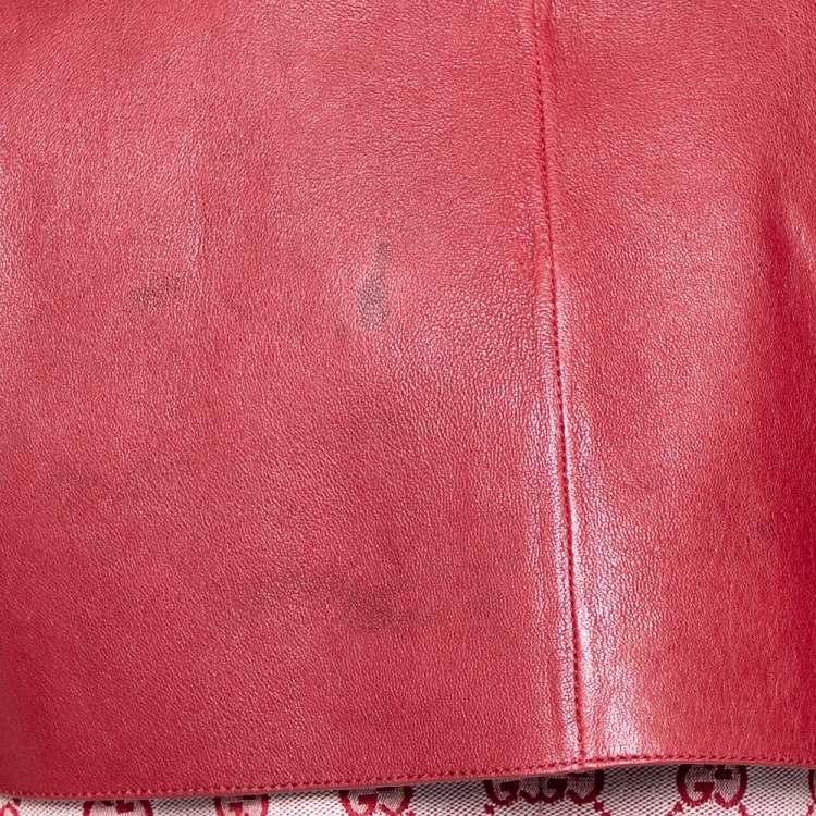 مملوكة مسبقًا Gucci Red Logo Jacquard-Leather Belted Trench Coat S