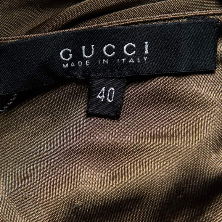 Pre Owned Gucci Brown Jersey Ruched Detail Fitted Skirt S